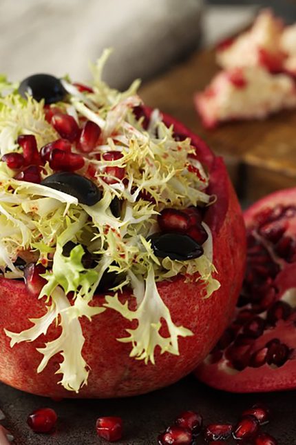 Pomegranate Spanish Olives Salad Chicory Endive Recipe Tapas Restaurant Tapas Bar Taste of Spain